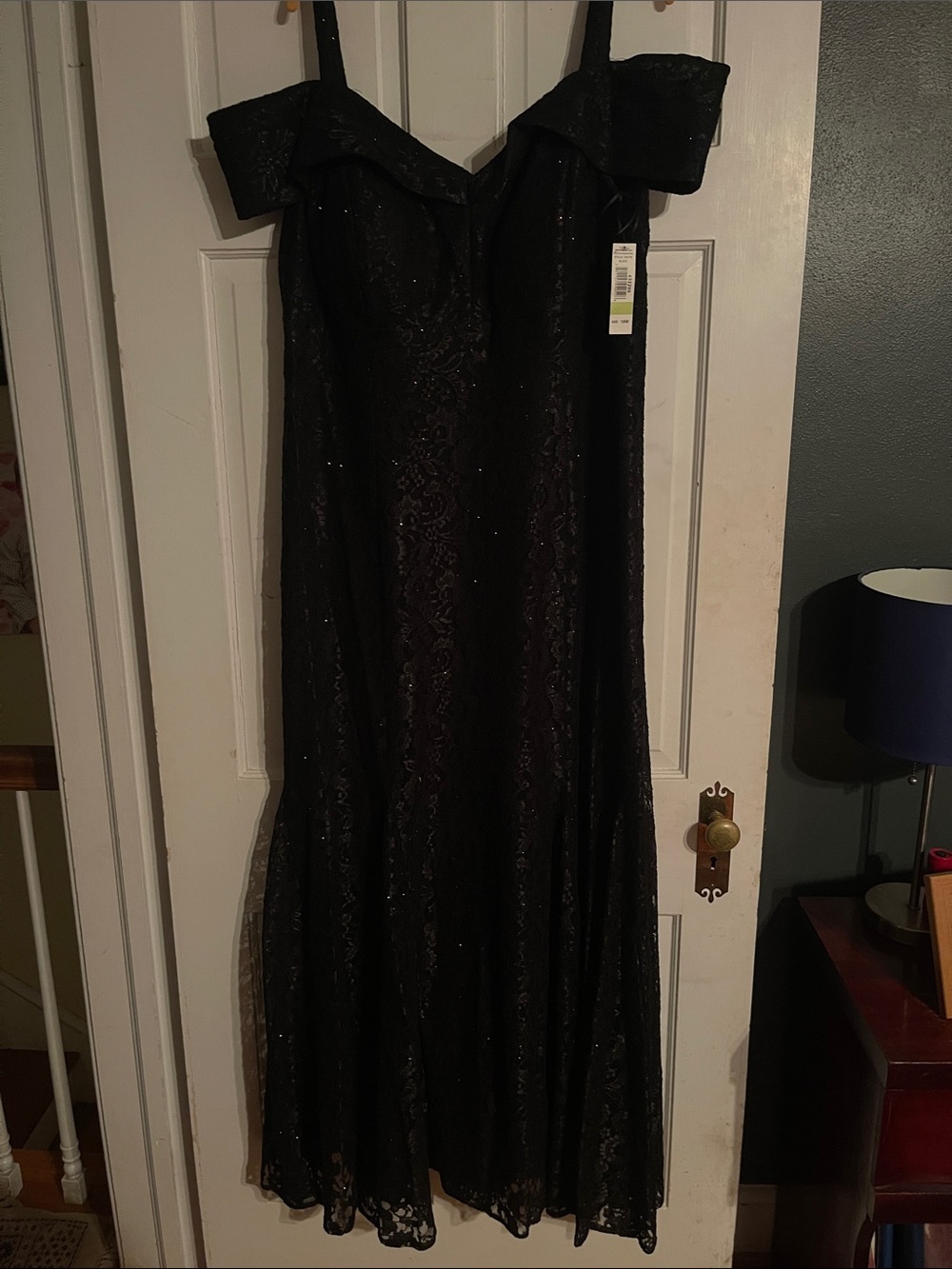 R & M Richards Black Lace Maxi Dress